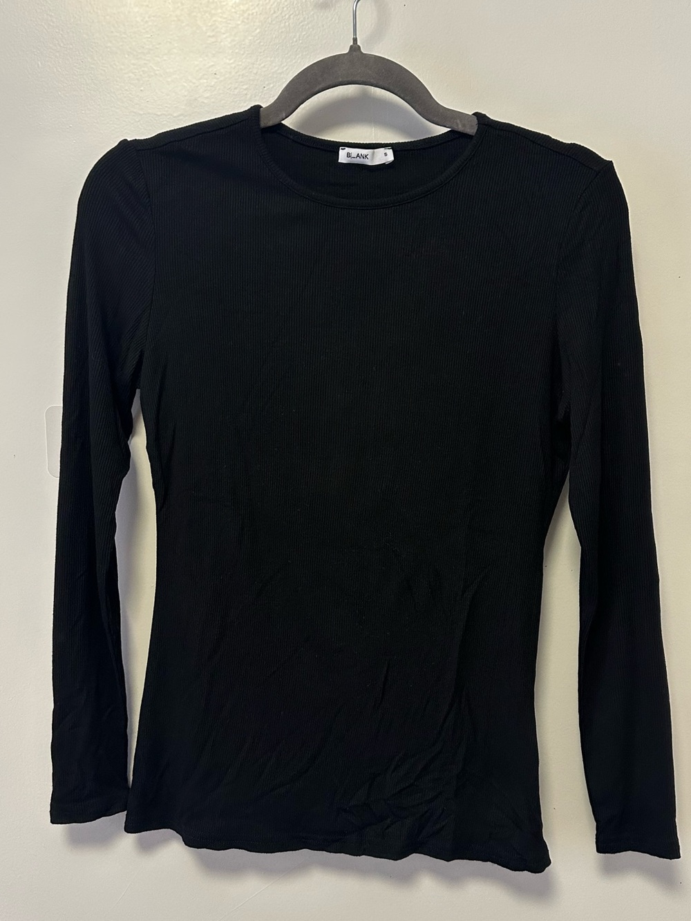 Dress Blank Black Ribbed Long Sleeve Crew Tee